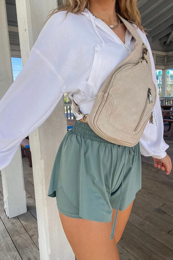 Matte Look Flowy Shorts Sage