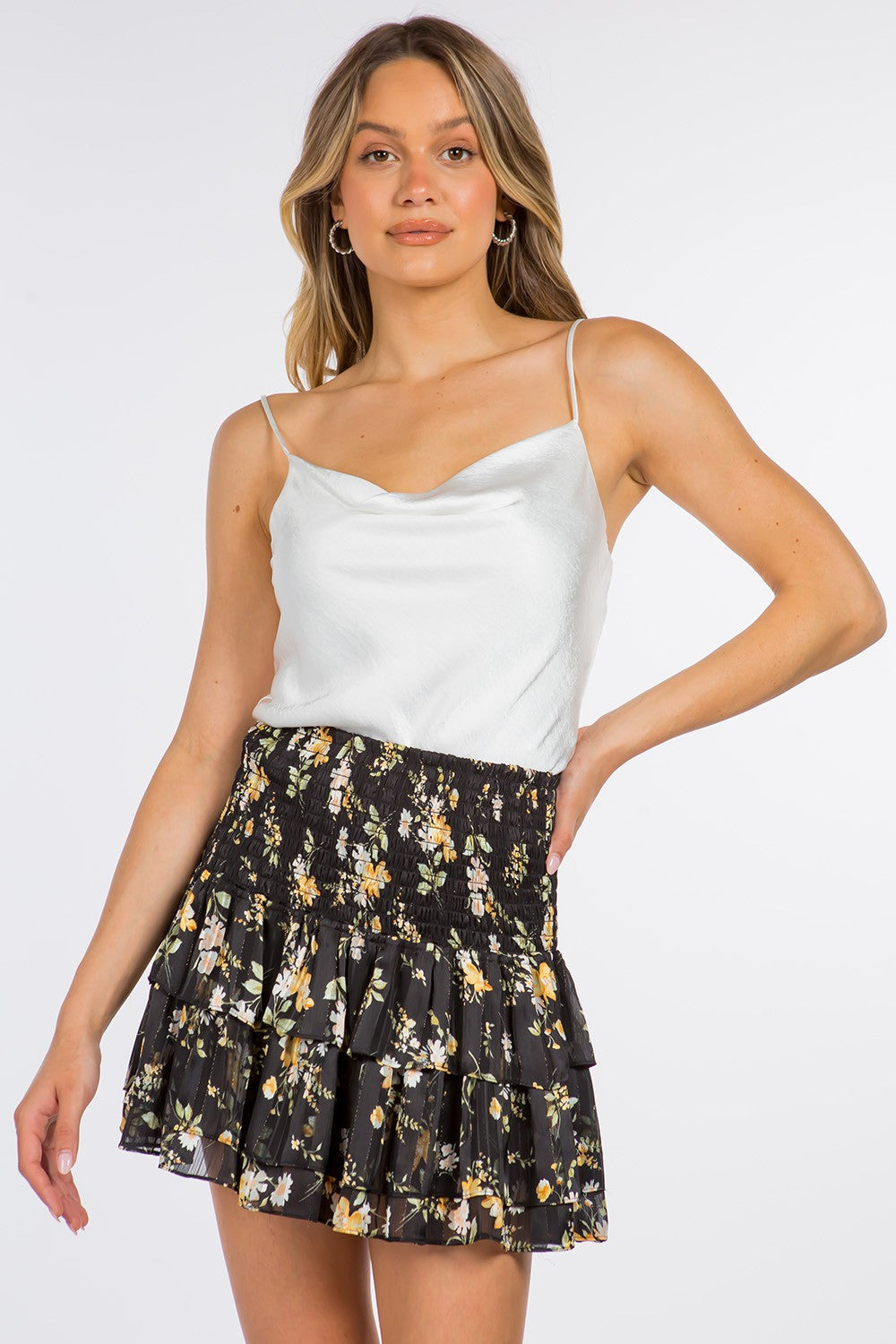 Soft Satin Back Button Detail Tank