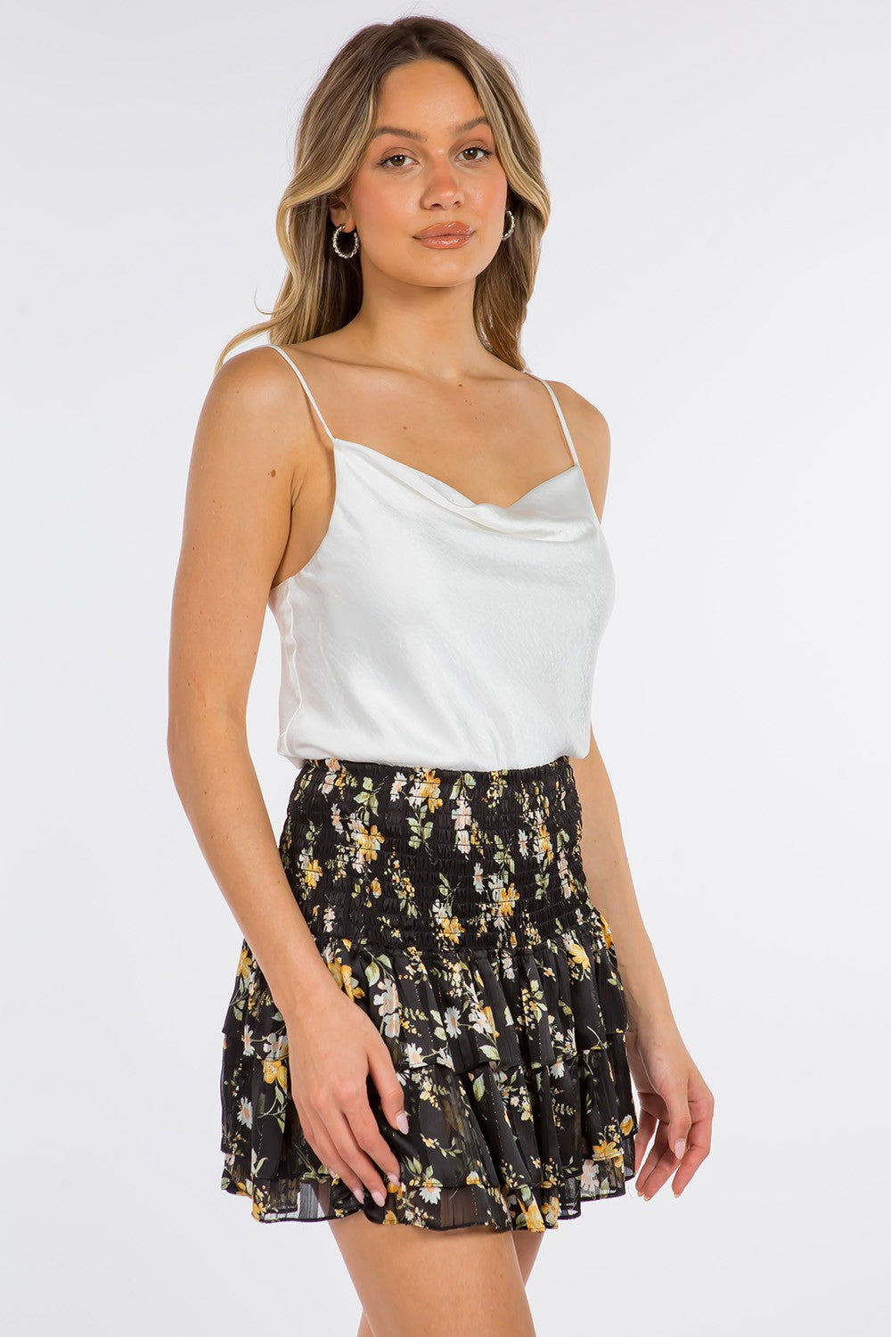 Soft Satin Back Button Detail Tank