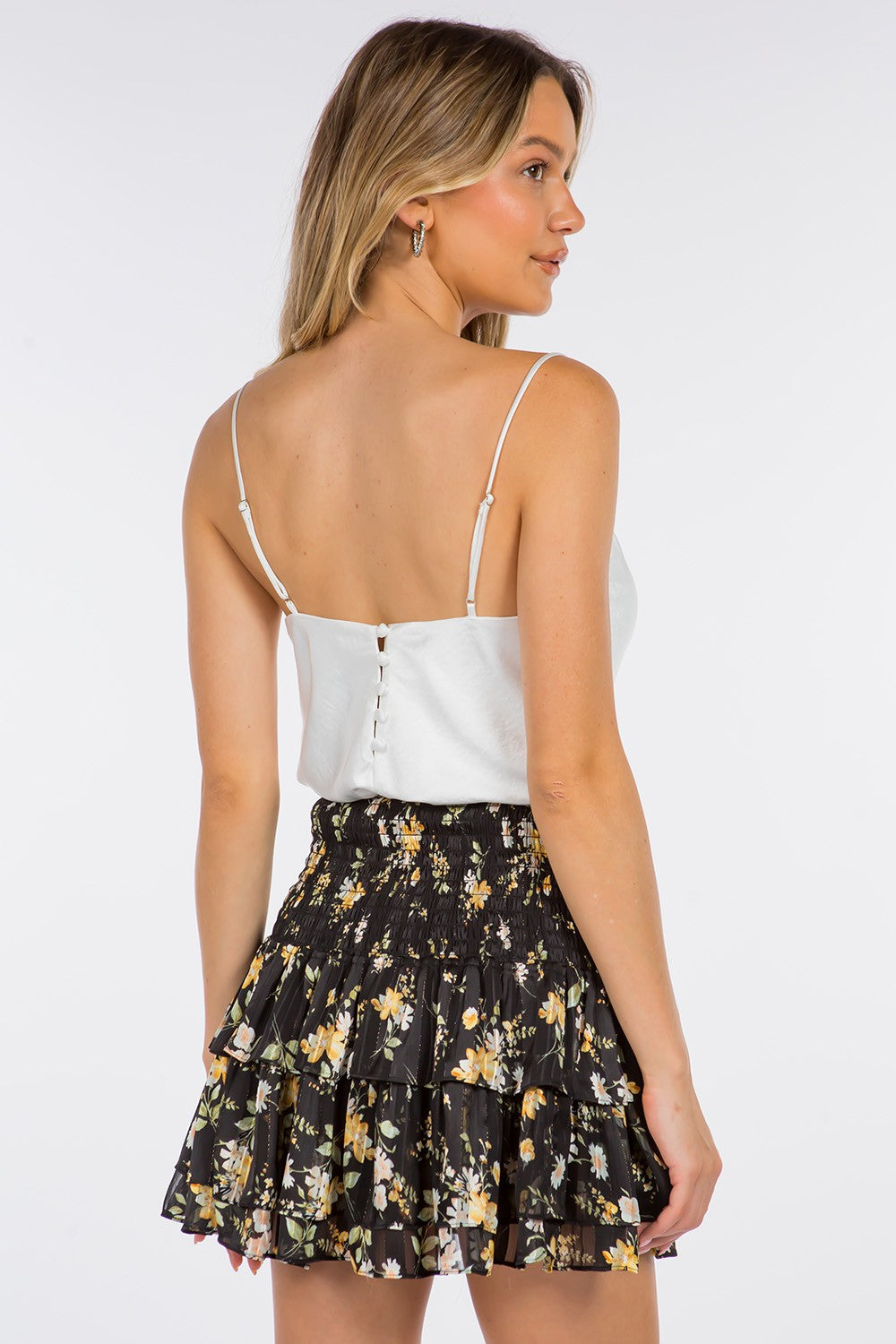 Soft Satin Back Button Detail Tank