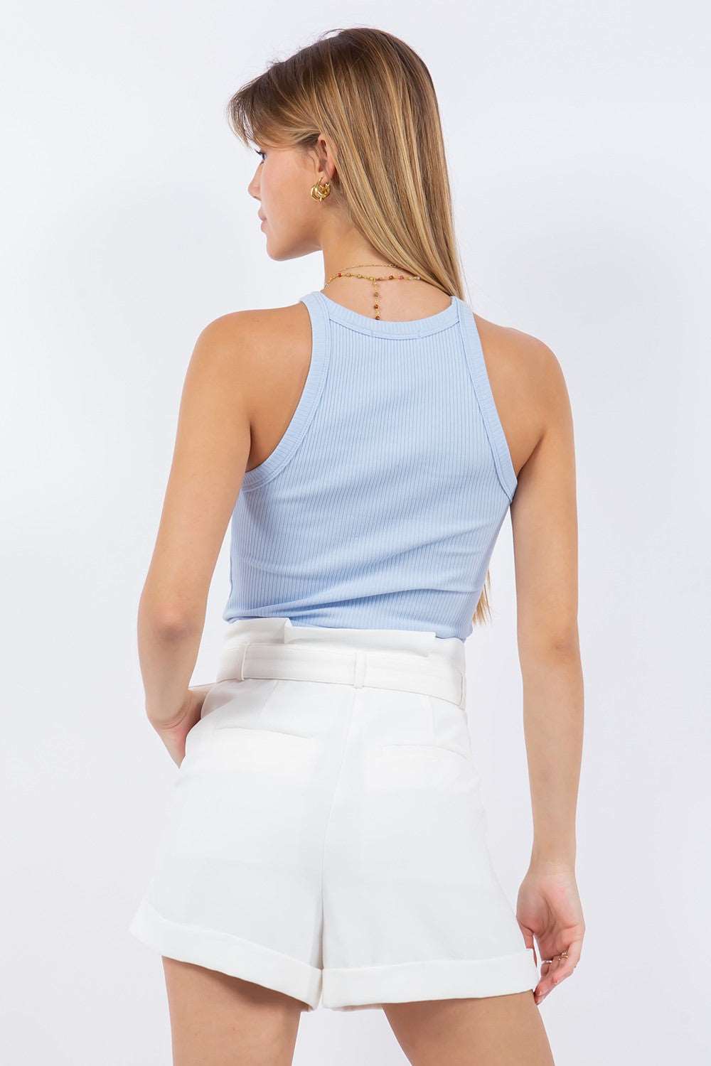 Domestic Knitted Tank Top Baby Blue