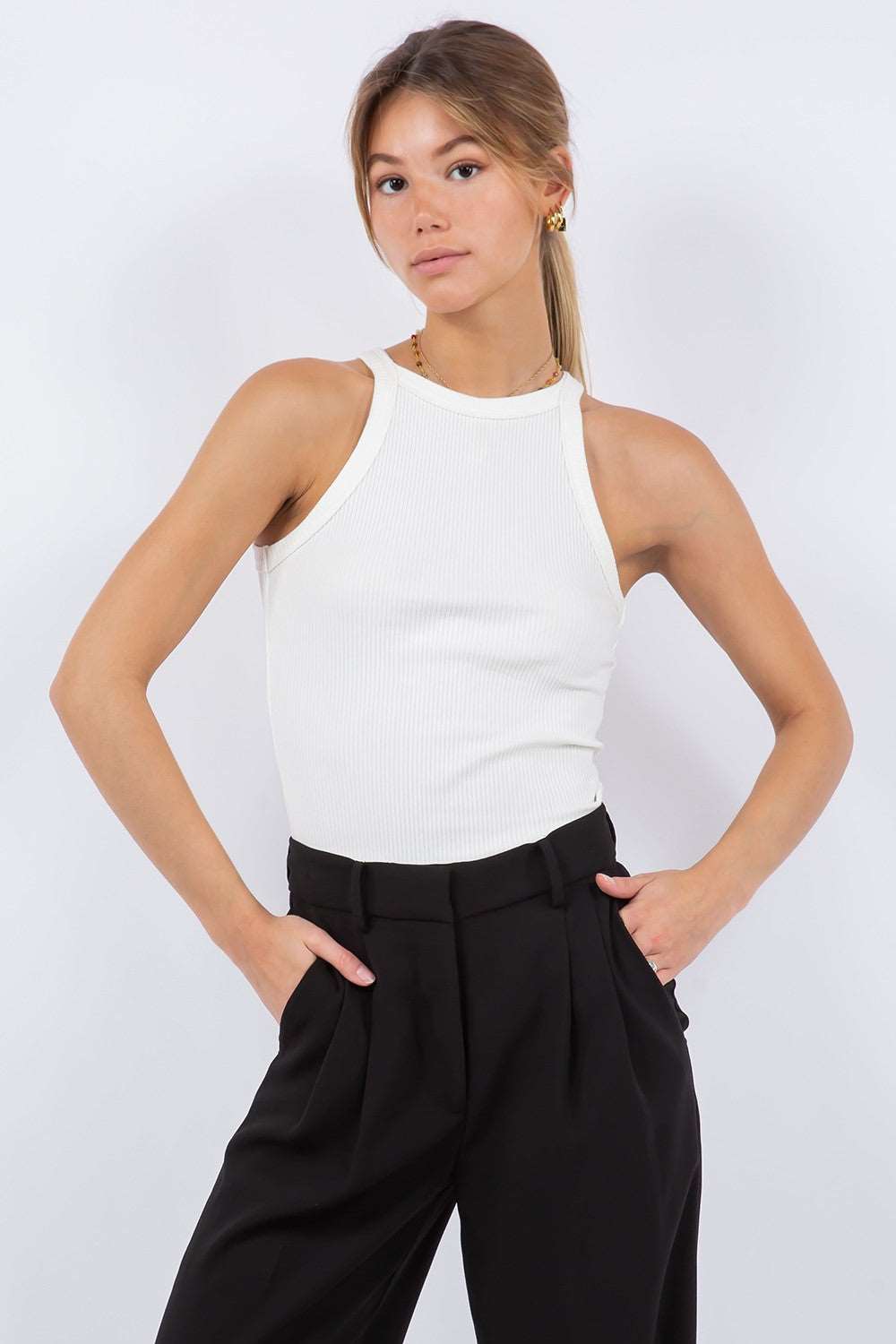 Domestic Knitted Tank Top White