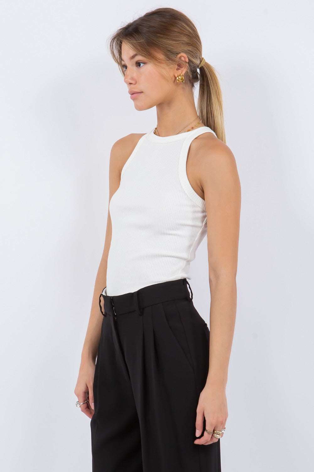 Domestic Knitted Tank Top White