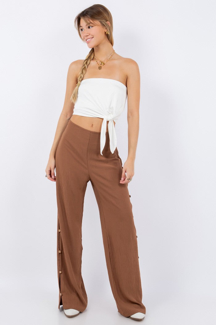 Side Button Down Flow Pants