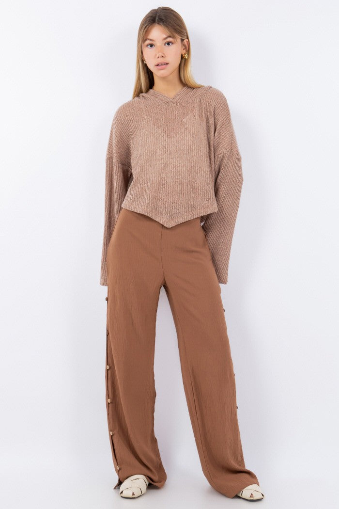 Side Button Down Flow Pants