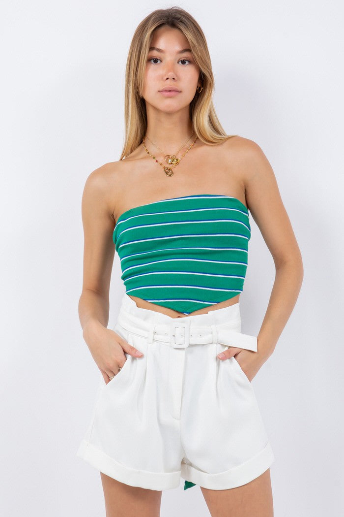Tie Back Stripe Top Kelly Green