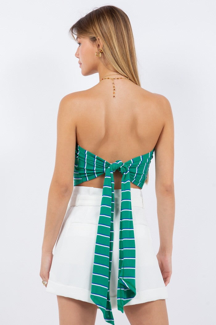 Tie Back Stripe Top Kelly Green
