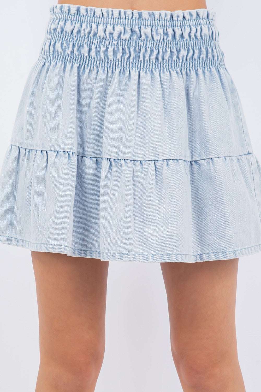 Denim Tiered Skirt