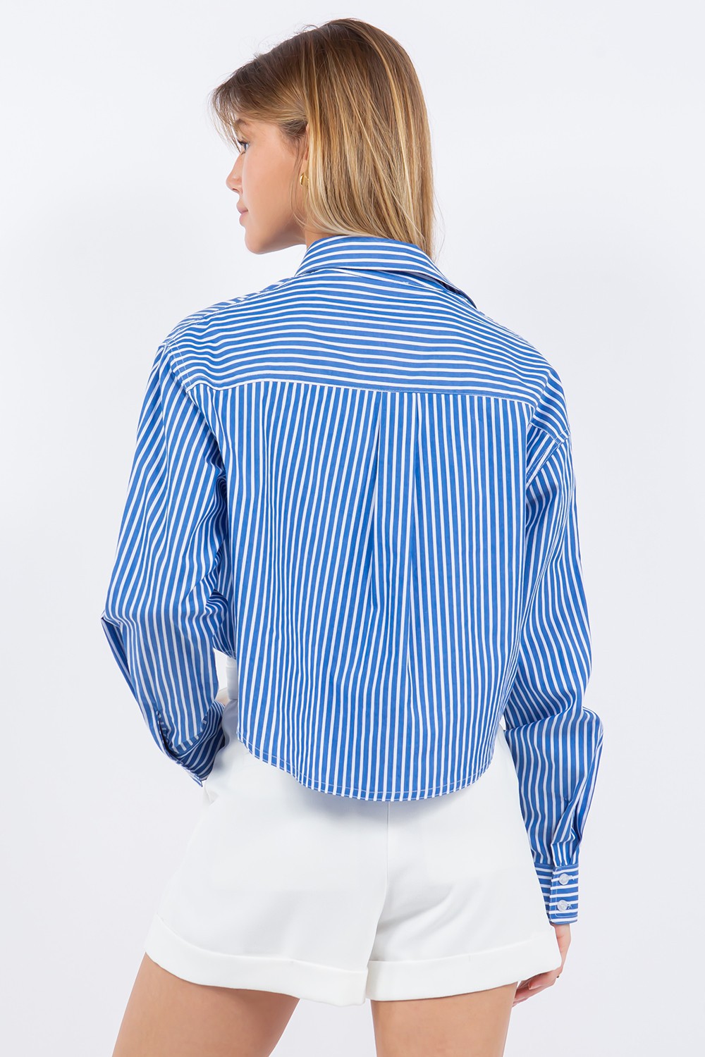 Strip Button Down Shirt Blue/White