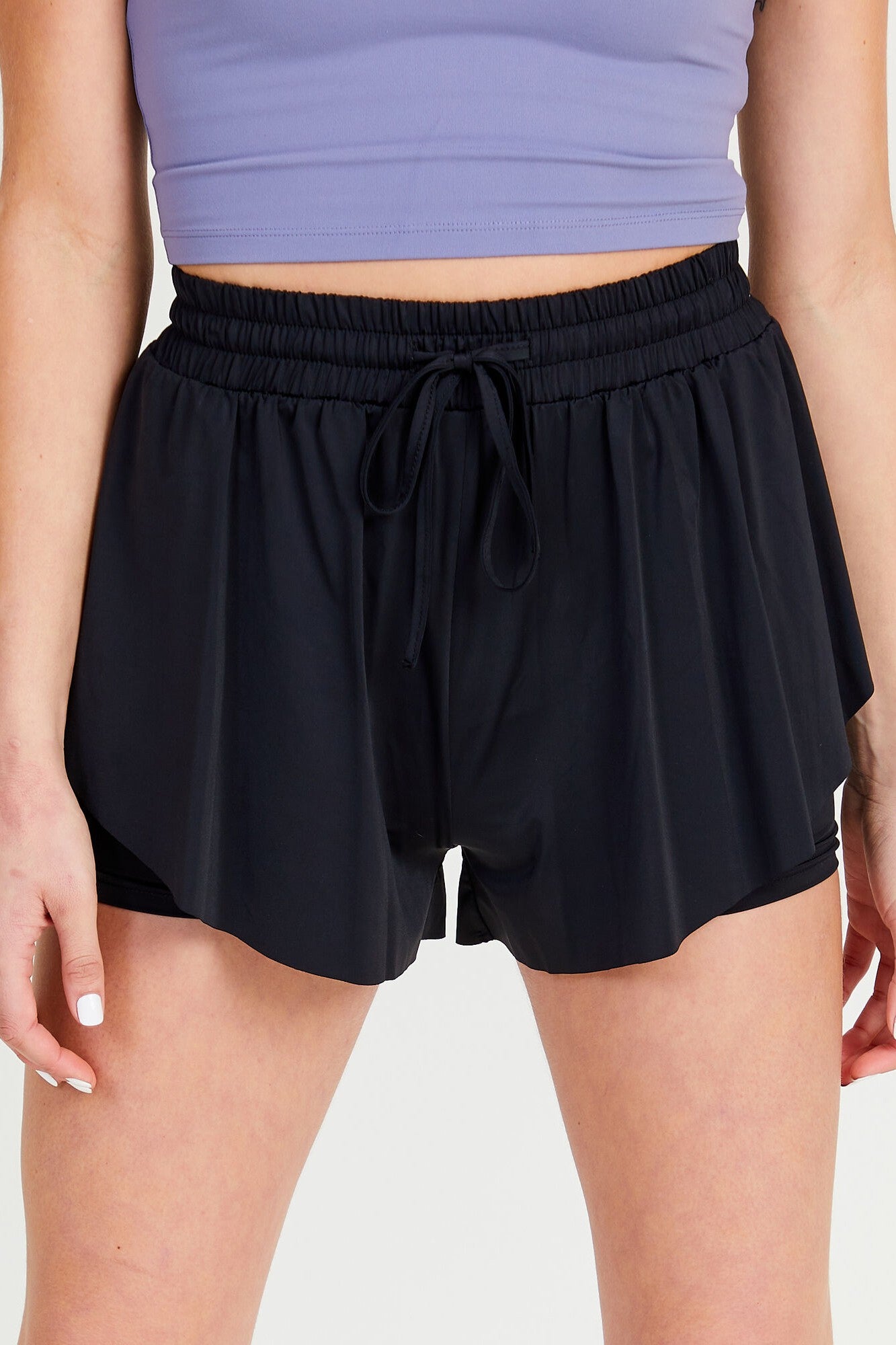 Matte Look Flowy Shorts Black