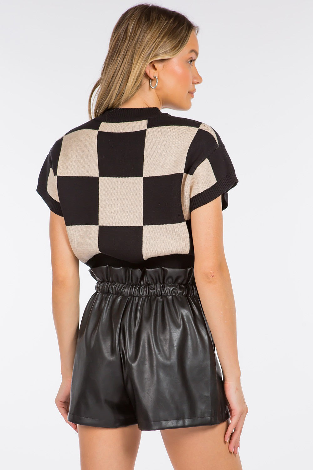 Pocket Detail Leather Shorts Black