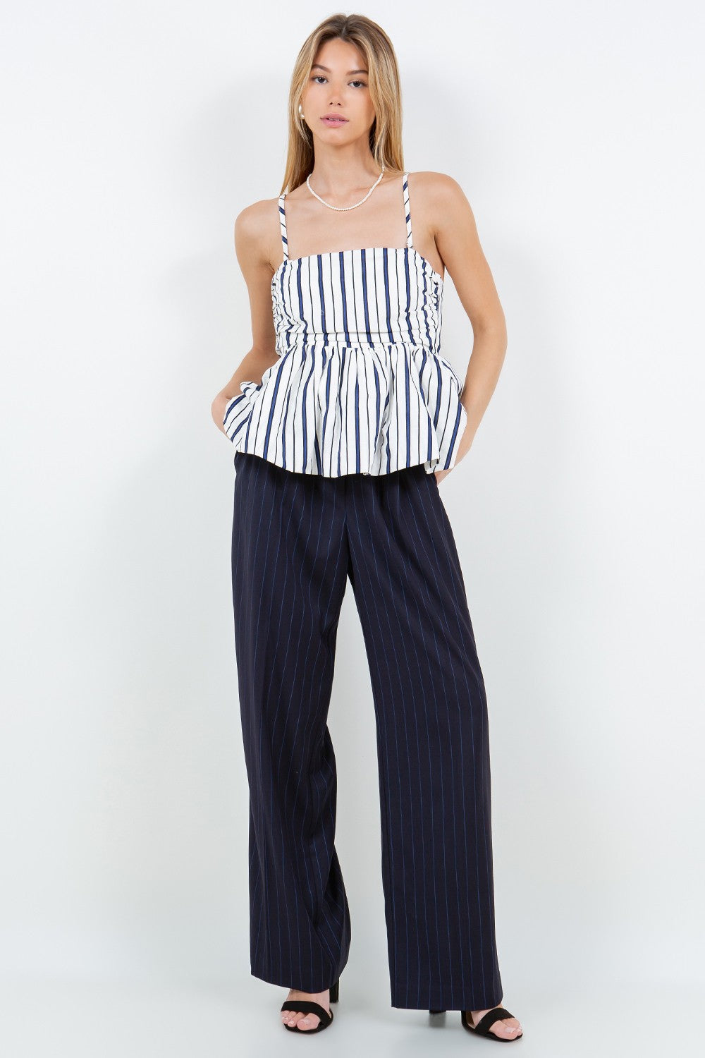 STRIPED BALLOON HEM TOP