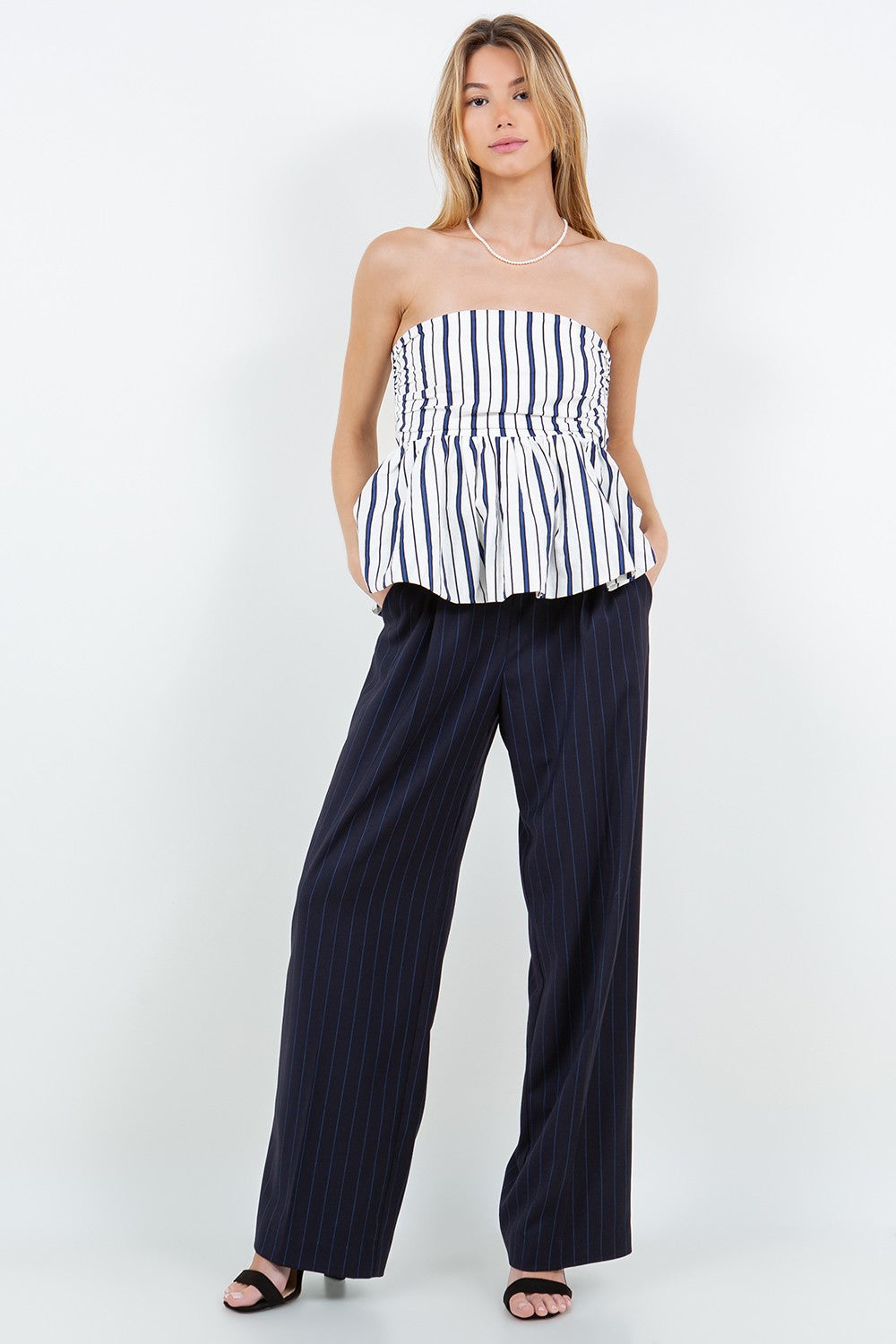 STRIPED BALLOON HEM TOP