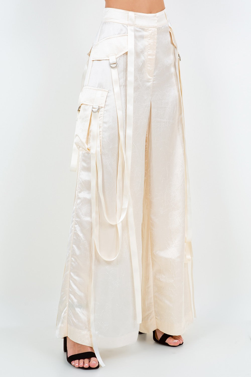 SATIN CRINKLE MULTI STRAP TROUSERS