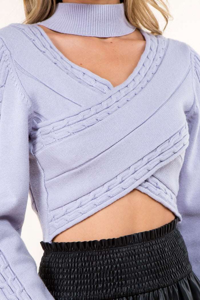 Cross Front Turtle Neck Sweater