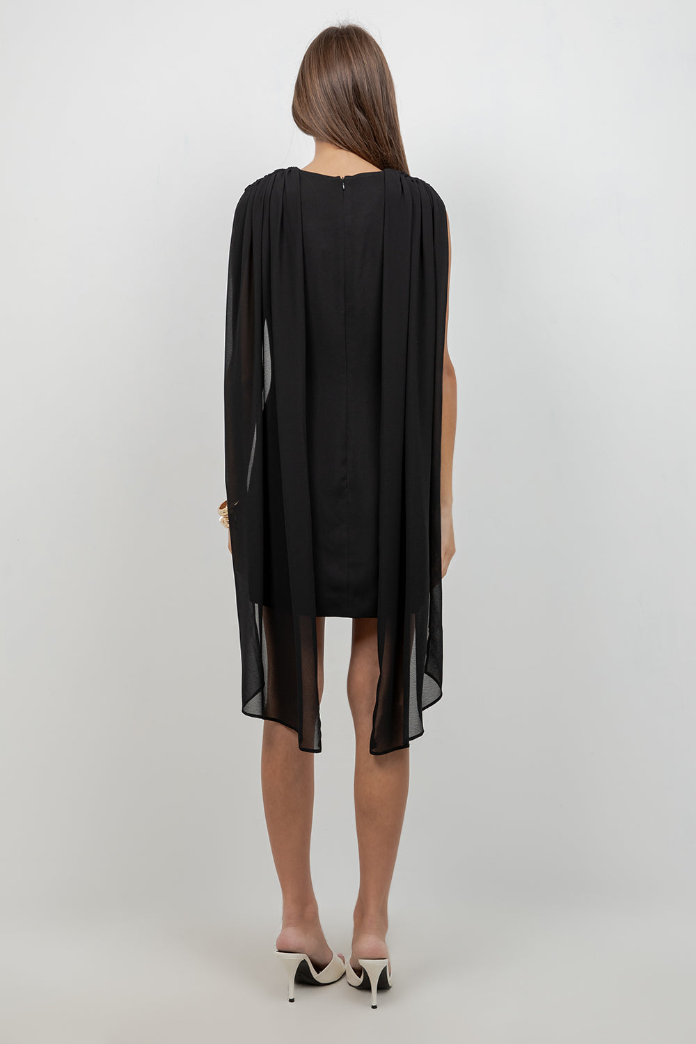 WOVEN MINI DRESS WITH ATTACHED CHIFFON SCARF - Whiteroom+Cactus