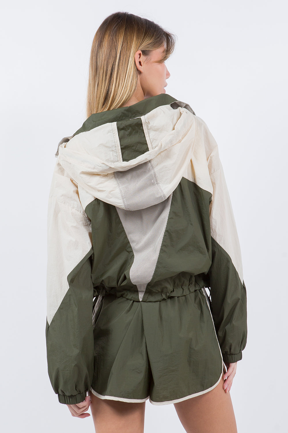 COLOUR-BLOCK HOODED JACKET