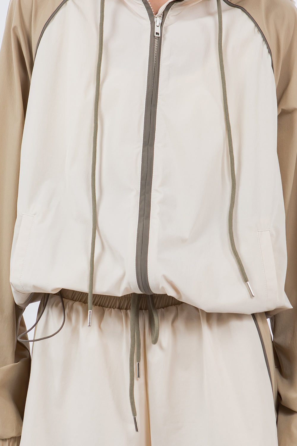 ZIP UP COLOR BLOCK WINDBREAKER KHAKI