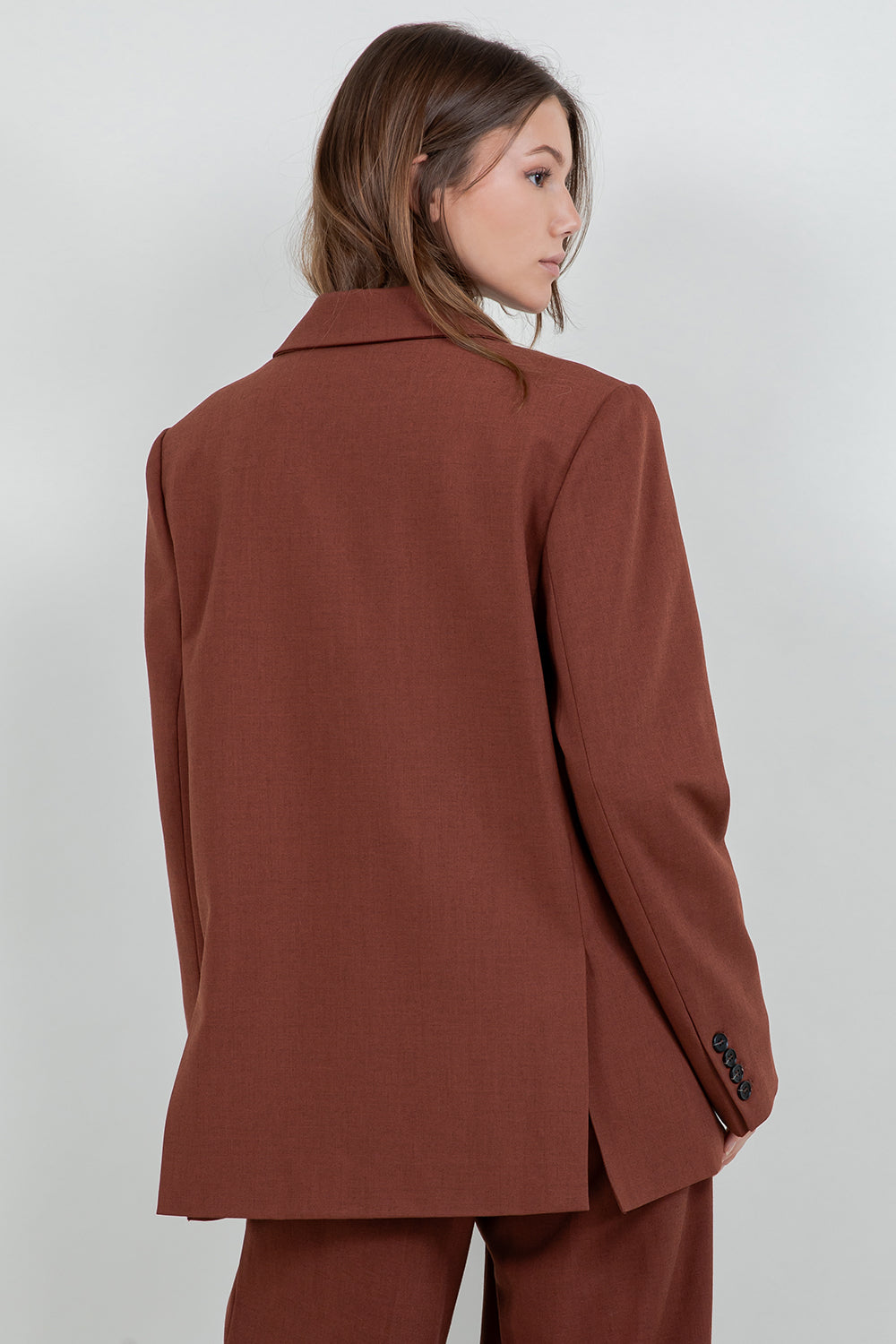 SOFT WOVEN SLIGHT OVERSIZED DOUBLE BREASTED BLAZER