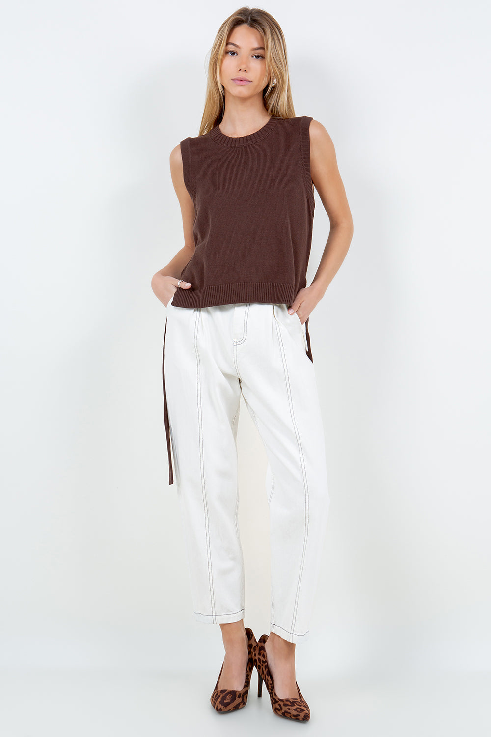 KNITTED BACK DETAIL TOP