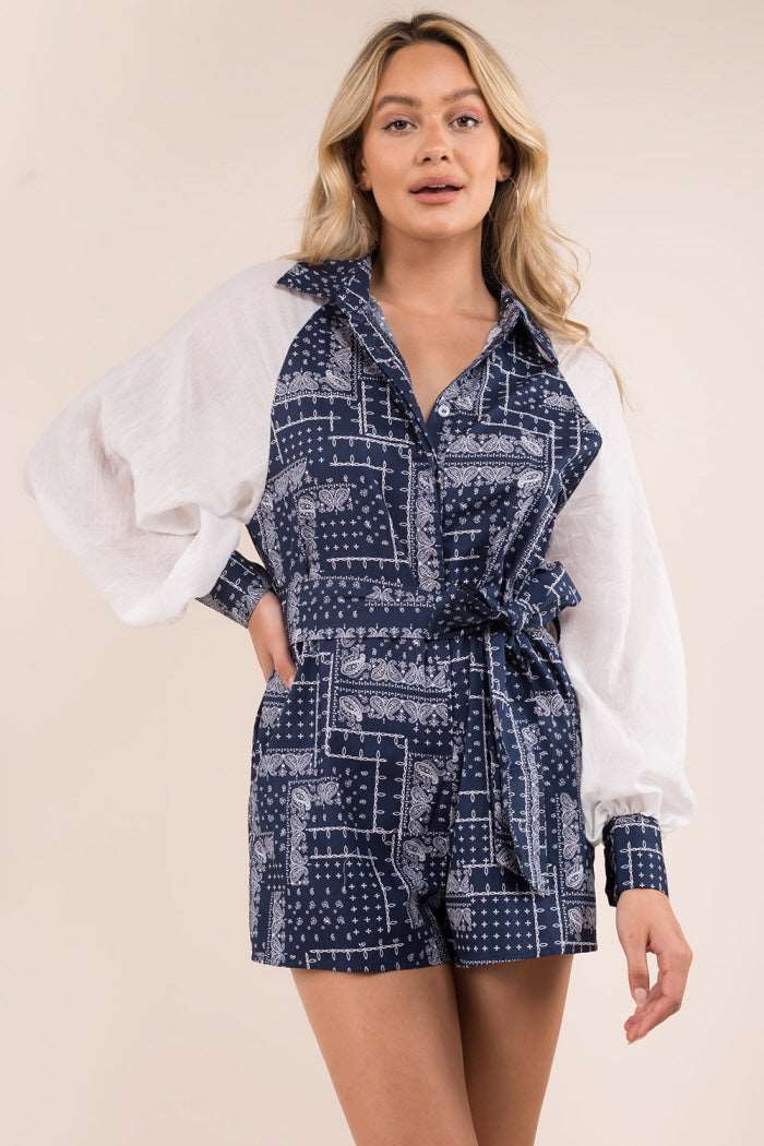 Bandana Print Cotton Tie Romper