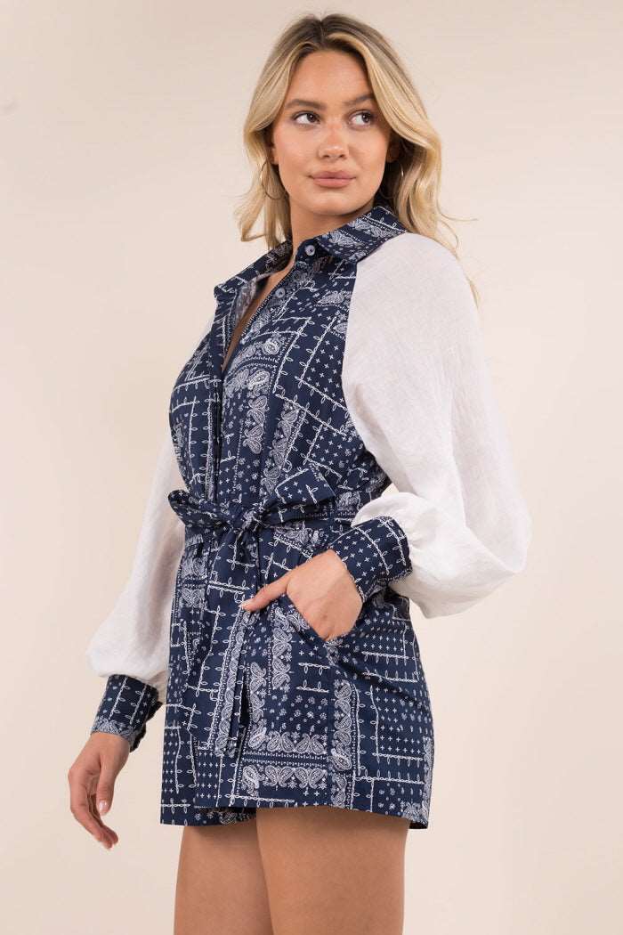 Bandana Print Cotton Tie Romper