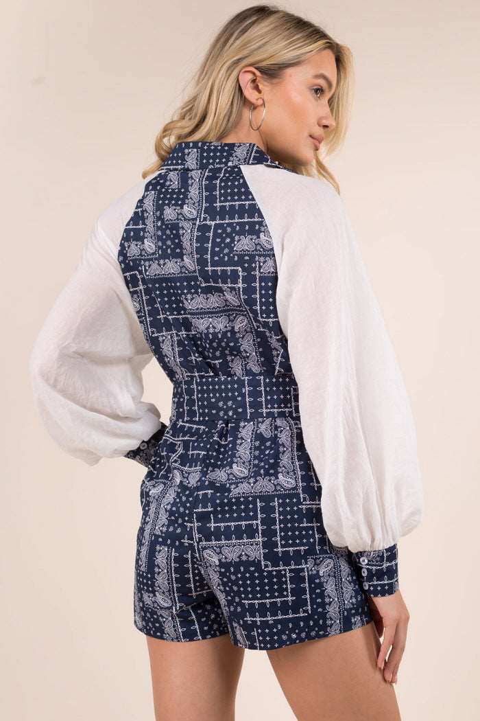 Bandana Print Cotton Tie Romper