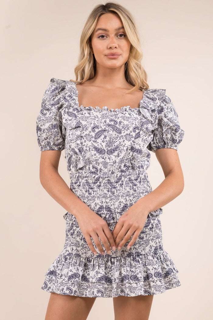 Cotton Smocking Paisley Dress