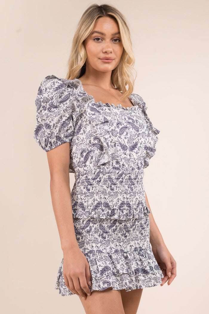Cotton Smocking Paisley Dress