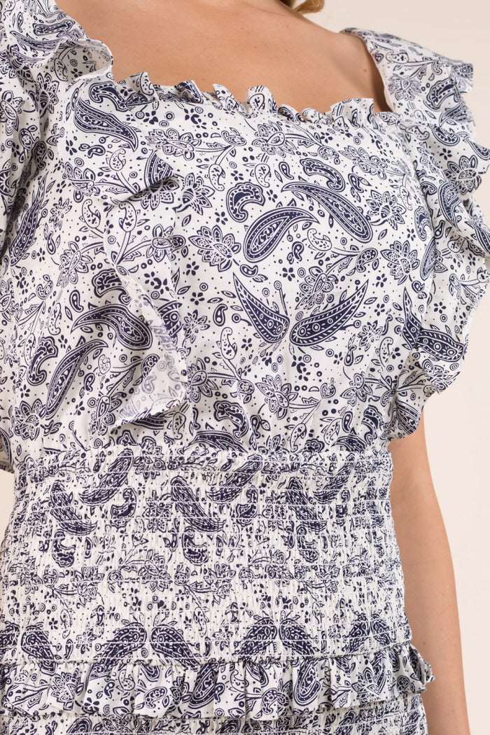 Cotton Smocking Paisley Dress