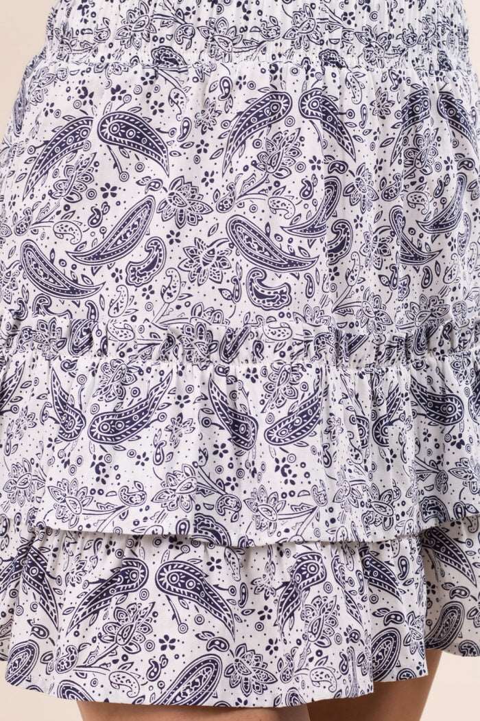 Cotton Ruffle Paisley Skirt
