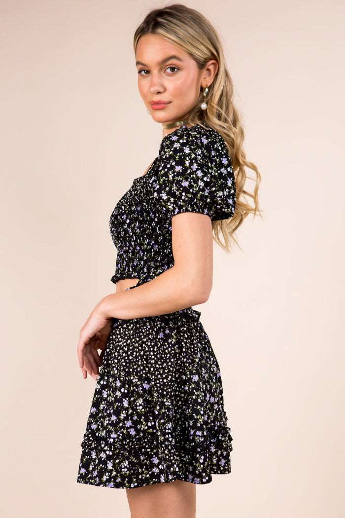 Disty Floral Smocked Crop Top