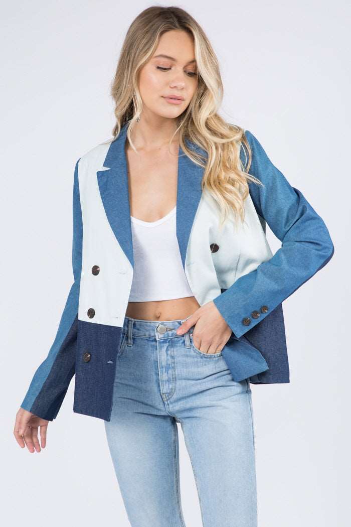 Denim Combo Blazer - Whiteroom+Cactus