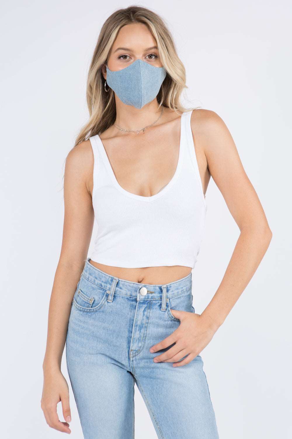 Denim Lined Mask - Whiteroom+Cactus