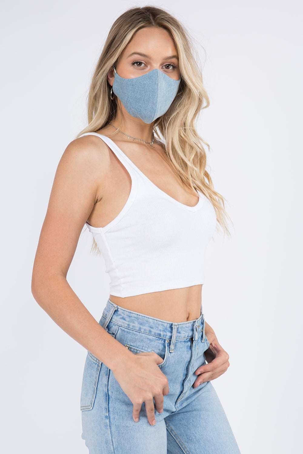 Denim Lined Mask - Whiteroom+Cactus