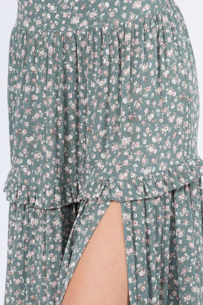 Ditsy Floral Ruffle Layered Maxi Skirt