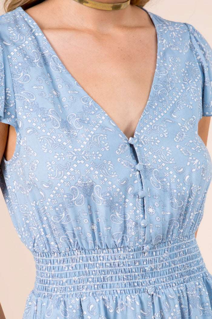 Bandana Print Smock Waist Romper