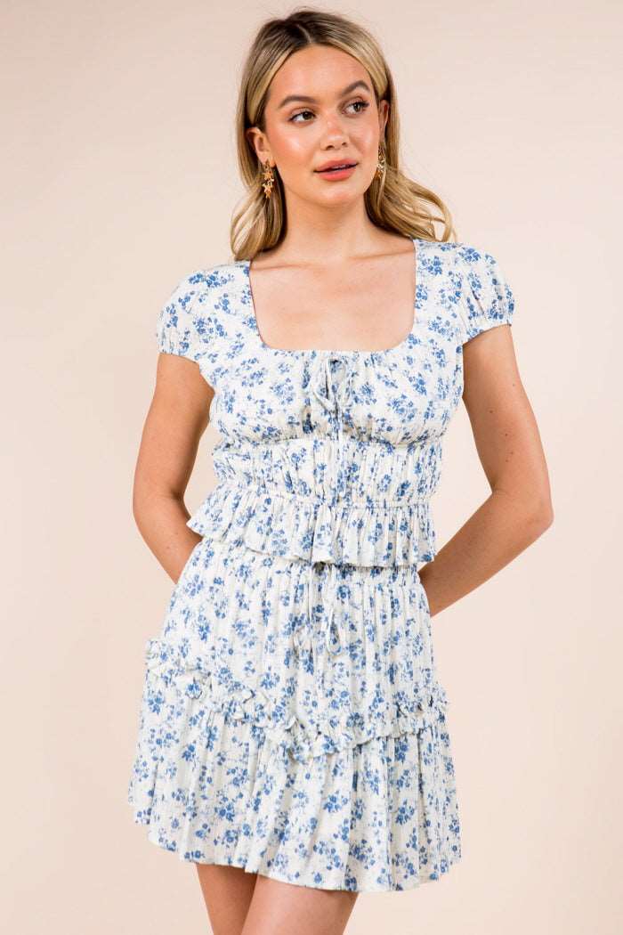 Floral Asymmetrical Ruffle Skirt