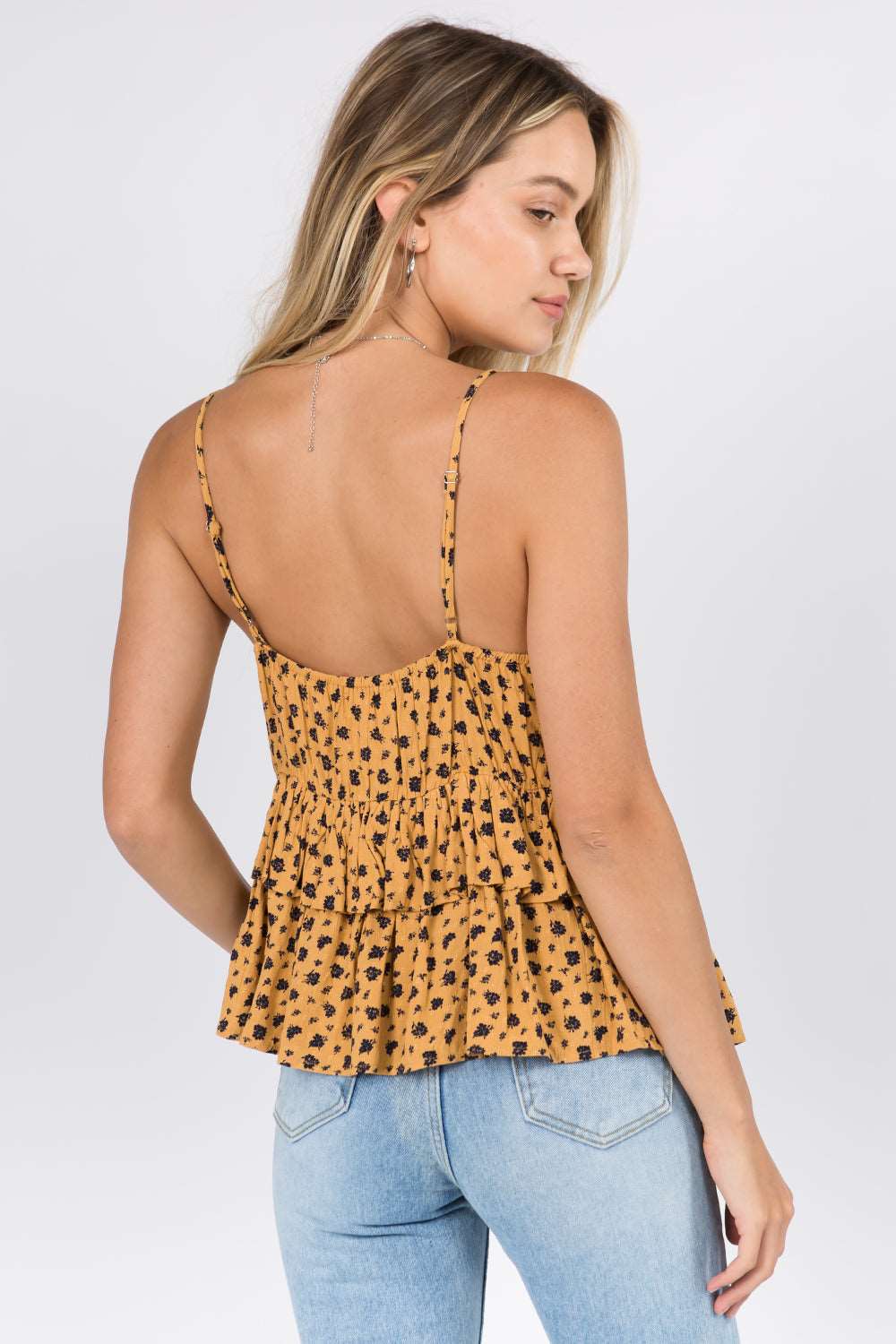 Ditsy Floral Ruffled Tank Top - Whiteroom+Cactus