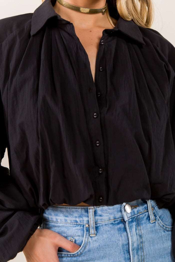 Balloon Sleeves Cropped Shirt