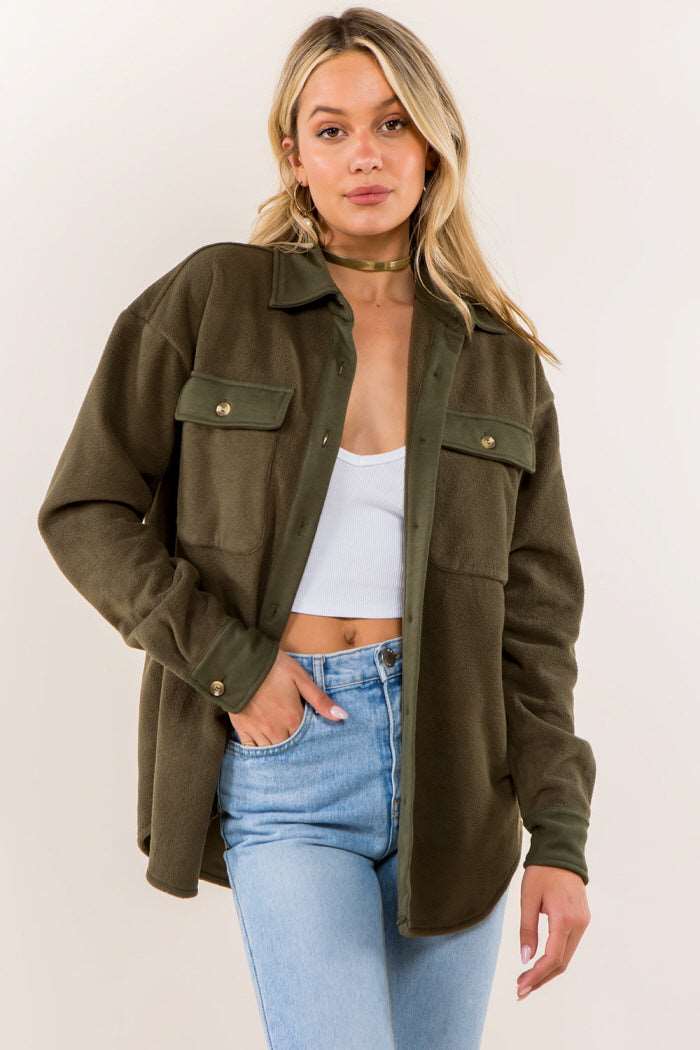 Contrast Knit Detailed Soft Shacket