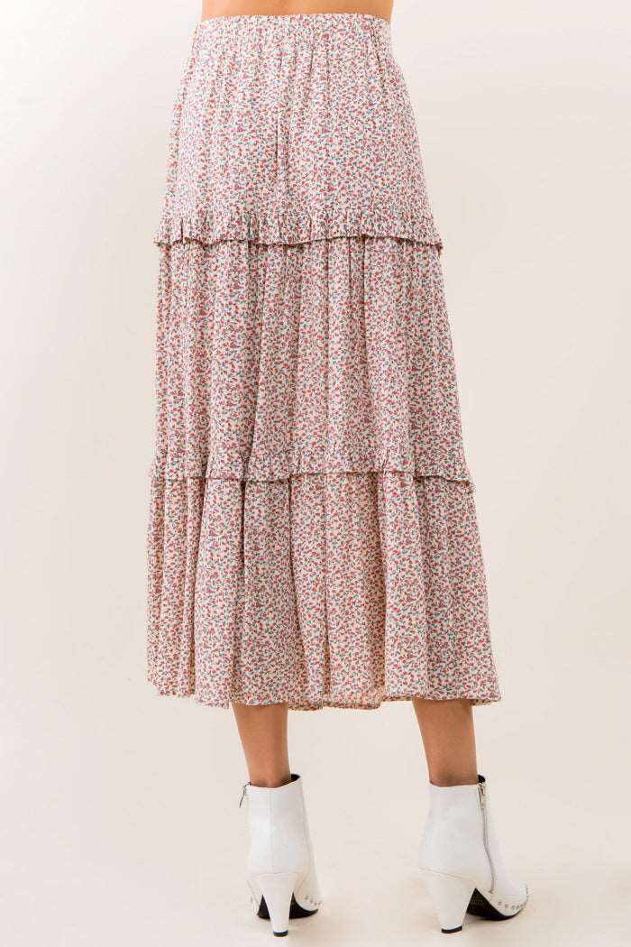 Ditsy Floral Ruffle Layered Maxi Skirt