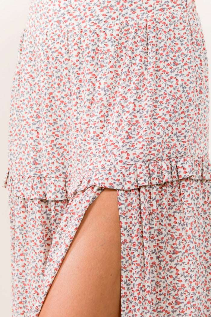 Ditsy Floral Ruffle Layered Maxi Skirt