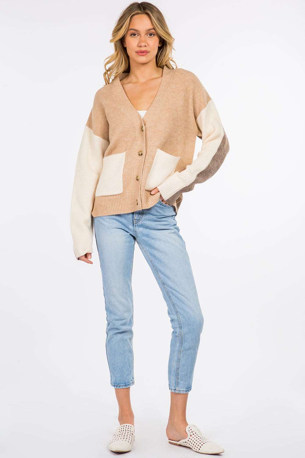 Color Block Knitted Cardigan