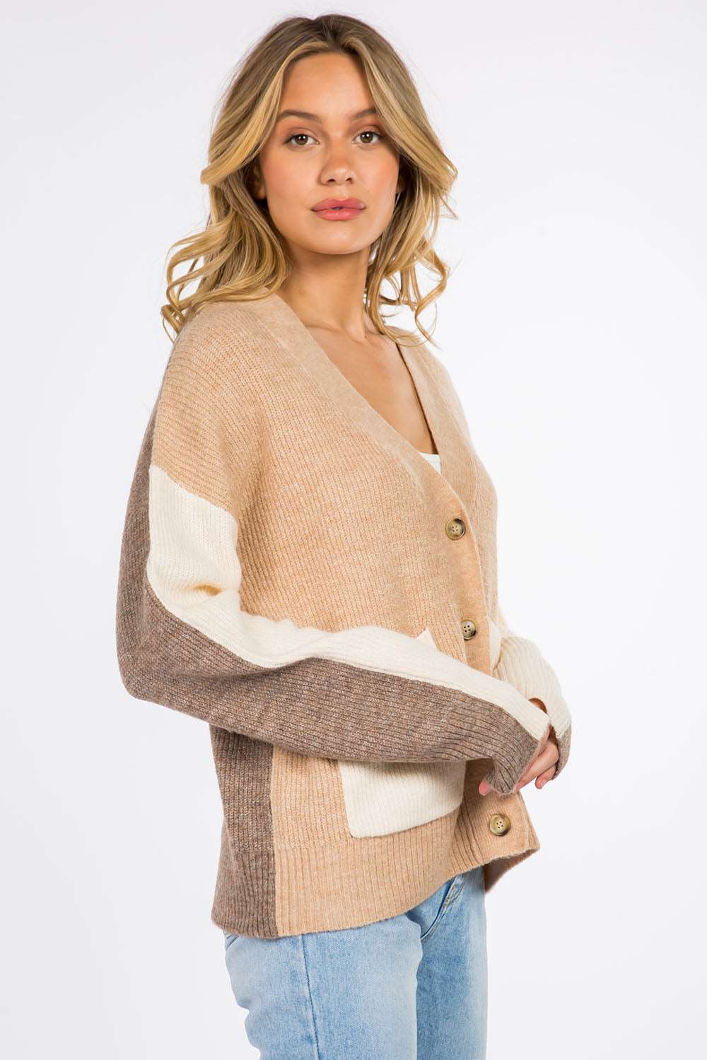Color Block Knitted Cardigan