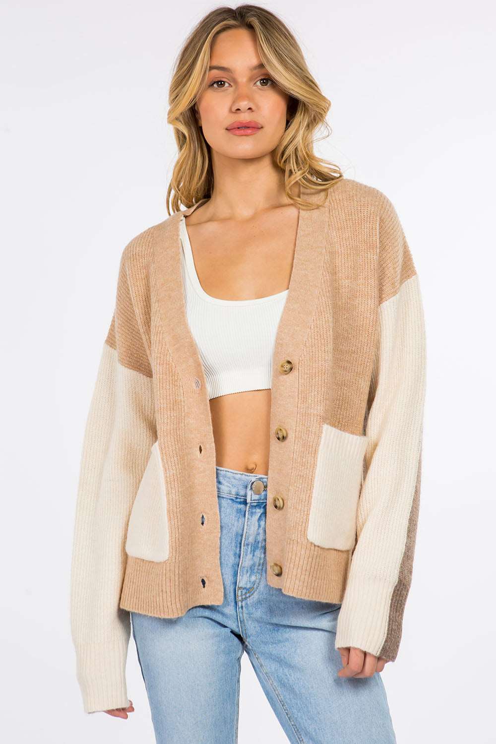 Color Block Knitted Cardigan