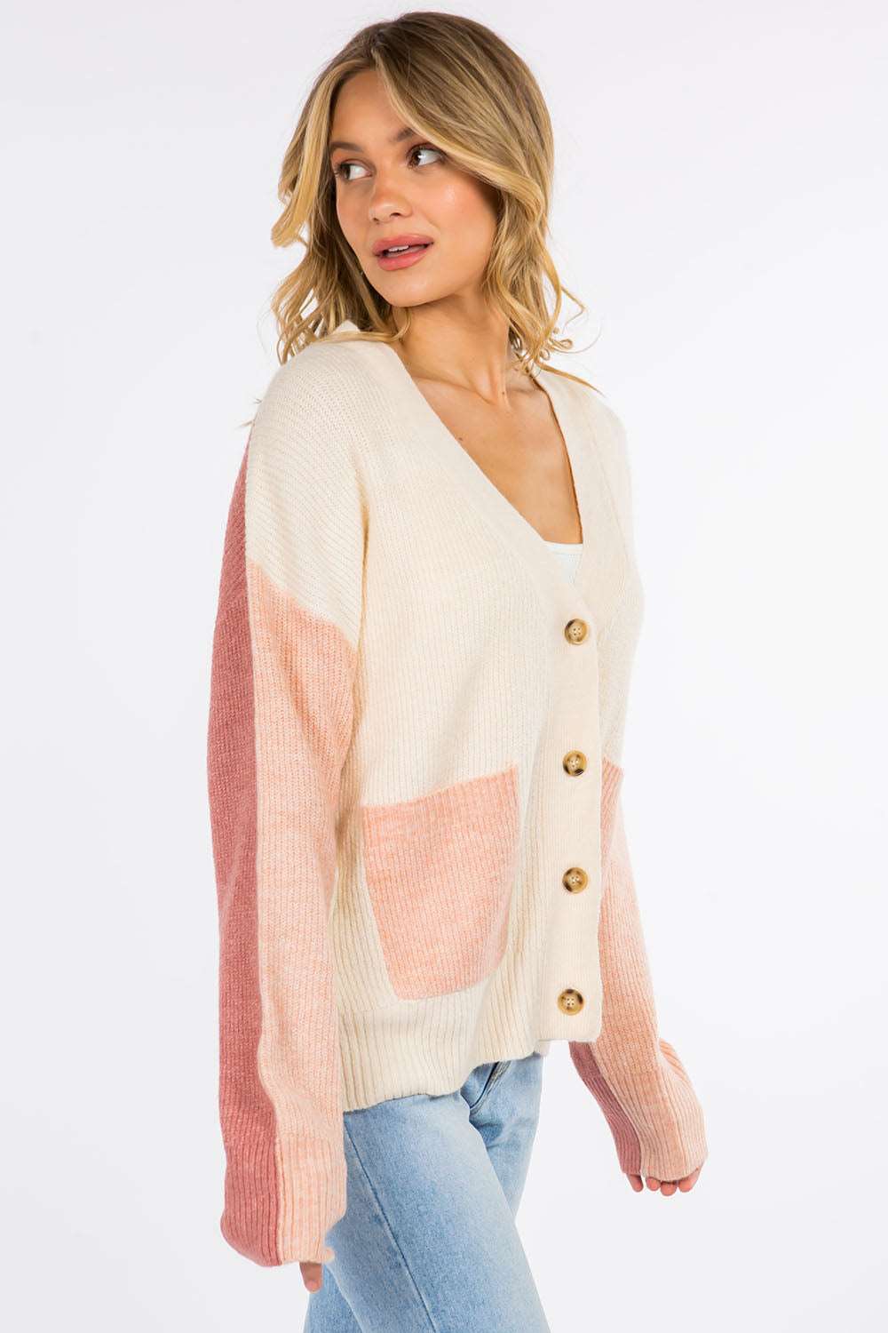 Color Block Knitted Cardigan