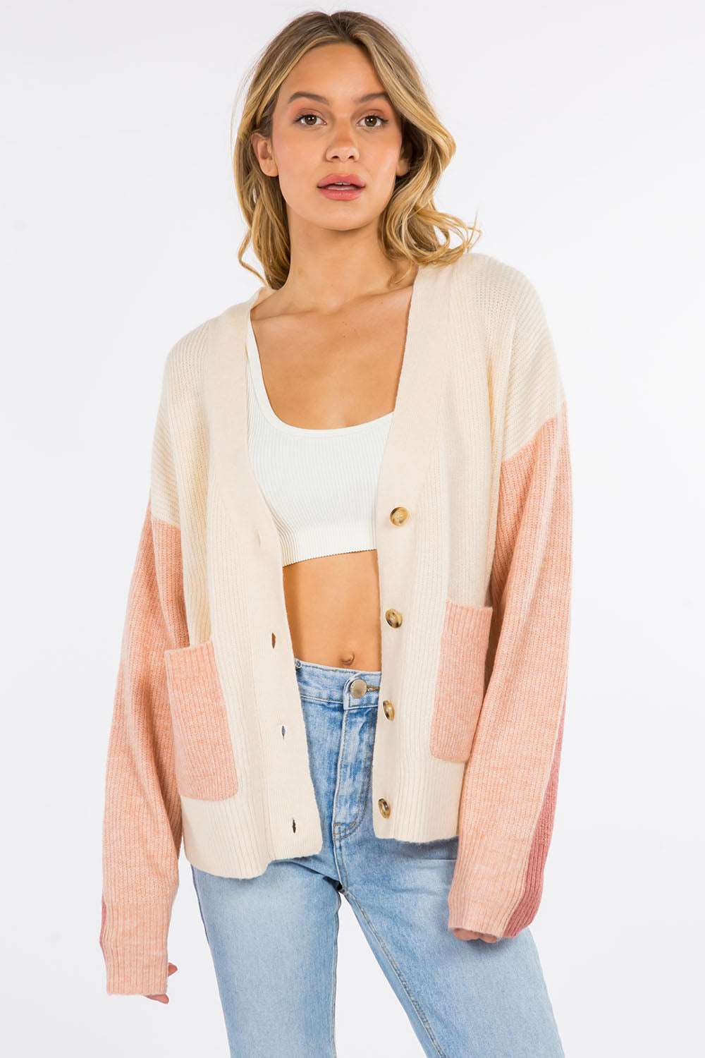 Color Block Knitted Cardigan