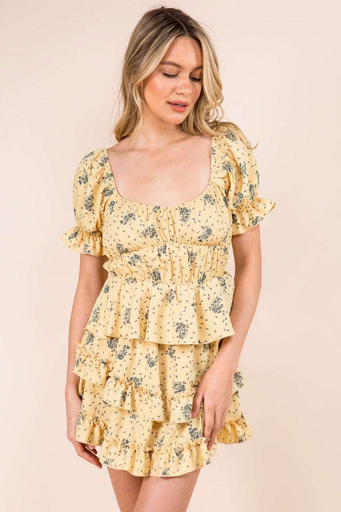 Elastic Detailing Floral Top