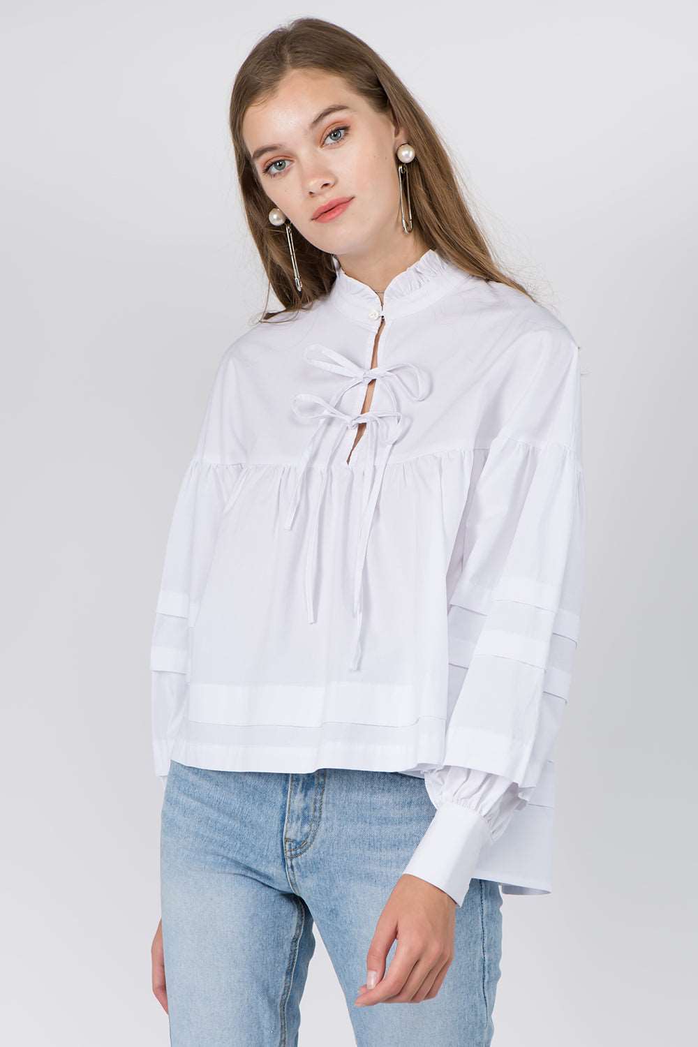 Balloon Sleeve Tiered Layered Blouse - Whiteroom+Cactus